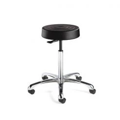 Bevco Soft Poly Backless Stool, 16-21" St Ht., Black, Casters