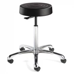 Bevco Soft Poly Backless Stool w/casters, 21-28" St Ht., Black