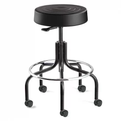 Bevco Soft Poly Backless Stool, 20-25" St Ht., Black, Casters