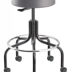 Bevco Soft Poly Backless Stool, 25-30" St Ht., Black, Casters