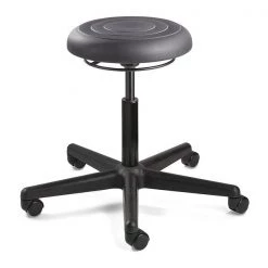 Bevco Soft Poly Backless Stool, 16-21" St Ht., Gray, Casters