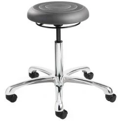 Bevco Soft Poly Backless Stool, 18-23" St Ht., Gray, Casters