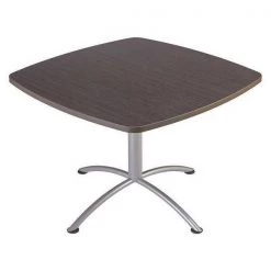 Square iLandâ„¢ Table, Gray Walnut /Silver base - 42" Square x 29"H, 42" W, 42" L, 29" H, Grey