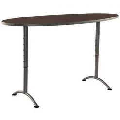 Iceberg Oval ARCâ„¢ Height Adjustable Table, Walnut /Gray Leg - 36" x 72" Oval, 72" W, 72" L, 30" to 42" H