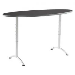 Iceberg Oval ARCâ„¢ Height Adjustable Table, Graphite /Silver Leg - 36" x 72" Oval, 72" W, 72" L, Graphite