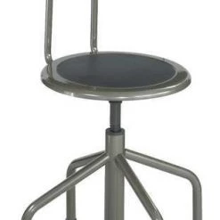 Safco Round Stool with Backrest, Height 16" to 22"Pewter