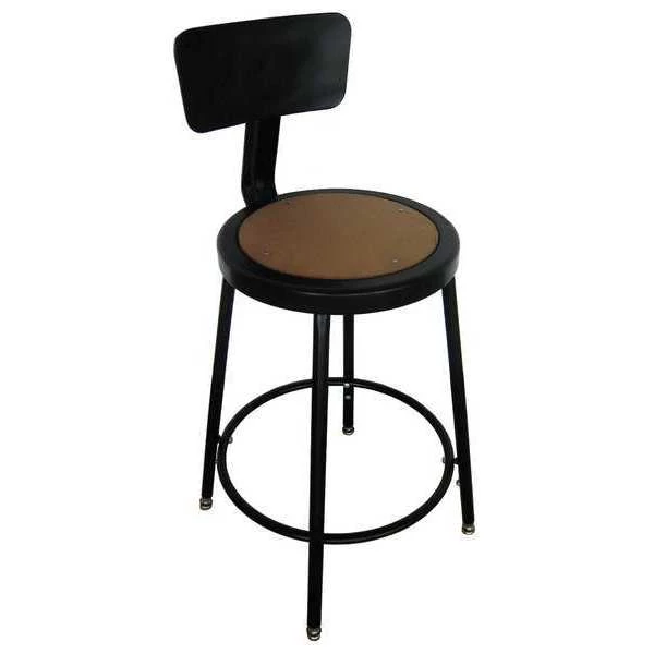 Zoro Select Round Stool with Backrest, Height 24" to 33"Black 3 Zoro Select Round Stool with Backrest, Height 24" to 33"Black