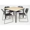 Kee/Zeng Square Beige Table/4 Black Chairs, Square, 36", 36" W, 29" H, Beige