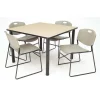 Kee/Zeng Square Beige Table/4 Gray Chairs, Square, 36", 36" W, 29" H, Beige -Kitchen & Dining Furniture Sales Store Z2o2K0qcpEx