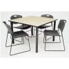 Kee/Zeng Square Maple Table/4 Black Chairs, Square, 42", 42" W, 29" H, Maple