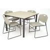 Kee/Zeng Square Maple Table/4 Gray Chairs, Square, 36", 36" W, 29" H, Maple -Kitchen & Dining Furniture Sales Store Z2o2LxhcpEx 1