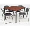 Kee/Zeng Square Cherry Table/4 Black Chairs, Square, 42", 42" W, 29" H, Cherry -Kitchen & Dining Furniture Sales Store Z2o3ytjcpEx