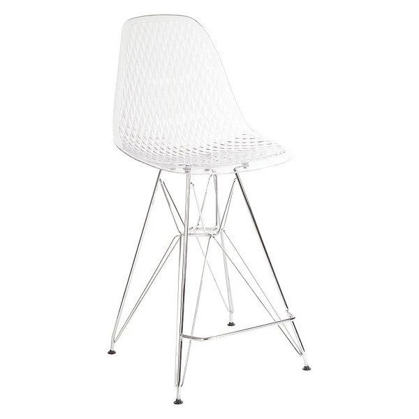 Flash Furniture Barstool, Clear, Chrome Legs, 26" H 3 Flash Furniture Barstool, Clear, Chrome Legs, 26" H