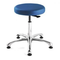 Bevco Blue Vinyl Backless Cleanroom Stool, ISO 5, 16-21"