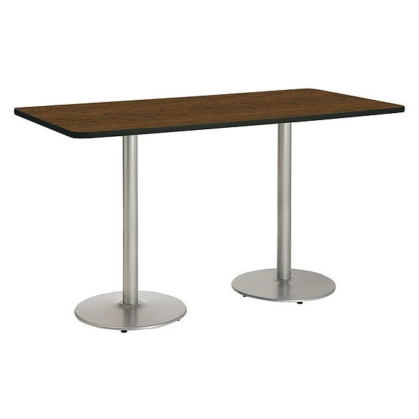 Rectangle KFI Mode 42" x 96" Conference Table, Walnut Finish, Round Silver Base, Bistro Height 3 Rectangle KFI Mode 42" x 96" Conference Table, Walnut Finish, Round Silver Base, Bistro Height