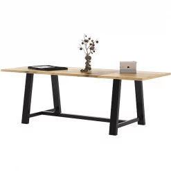 Rectangle KFI 42 x 96 x 30" H Conference Table with Vintage Steel frame, Natural, 42 W, 96 L, 30 H