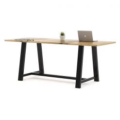 Rectangle KFI 42 x 96 x 36" H Conference Table with Vintage Steel frame, Natural, 42 W, 96 L, 36 H