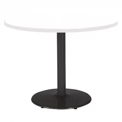 Round KFI Mode 48" Round Breakroom Table with Designer White Top, Round Black Base, Counter Height