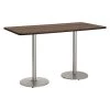 Rectangle KFI Mode 42" x 96" Conference Table, Studio Teak Finish, Round Silver Base, Bistro Height -Kitchen & Dining Furniture Sales Store Z2uu8 jcpIx