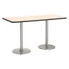 Rectangle KFI Mode 42" x 96" Conference Table, Natural Finish, Round Silver Base, Bistro Height -Kitchen & Dining Furniture Sales Store Z2uu8 qcpIx