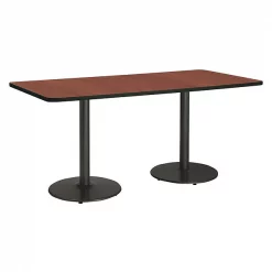 Rectangle KFI Mode 42"x 96" Conference Table with Mahogany Top, Round Black Base, Bistro Height