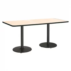 Rectangle KFI Mode 42" x 96" Conference Table with Natural Top, Round Black Base, Bistro Height