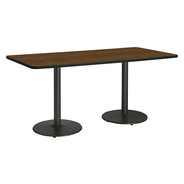 Rectangle KFI Mode 42" x 96" Conference Table with Walnut Top, Round Black Base, Bistro Height 3 Rectangle KFI Mode 42" x 96" Conference Table with Walnut Top, Round Black Base, Bistro Height