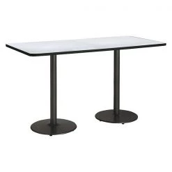 Rectangle KFI Mode 42" x 96" Conference Table, Grey Nebula Finish, Round Black Base, Bistro Height
