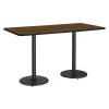Rectangle KFI Mode 42" x 96" Conference Table, Walnut Finish, Round Black Base, Bistro Height, 96 W
