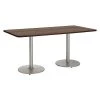 Kfi Rectangle Ped Table, Studio Teak/Silver, 42"x96"x29", 96" W, 42" L, 29" (Cafe Height) H, HPL Top -Kitchen & Dining Furniture Sales Store Z2uu8zjcpIx