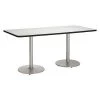Kfi Rectangle Ped Table, Crisp Linen/Silver, 42"x96"x29", 96" W, 42" L, 29" (Cafe Height) H, HPL Top -Kitchen & Dining Furniture Sales Store Z2uu8zkcpIx