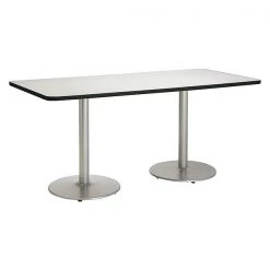 Kfi Rectangle Ped Table, Crisp Linen/Silver, 42"x96"x29", 96" W, 42" L, 29" (Cafe Height) H, HPL Top