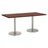 Rectangle KFI Mode 42"x 96" Conference Table with Mahogany Top, Round Silver Base, Bistro Height -Kitchen & Dining Furniture Sales Store Z2uu8zocpIx 1