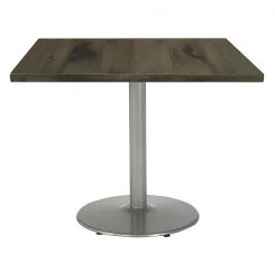 Kfi Square Wood Table, Barnwood/Silver, 42"x42"x29", 42" W, 42" L, 29" (Cafe Height) H, Wood Top