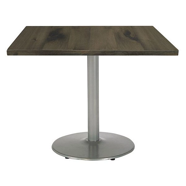Kfi Square Wood Table, Barnwood/Silver, 42"x42"x29", 42" W, 42" L, 29" (Cafe Height) H, Wood Top 3 Kfi Square Wood Table, Barnwood/Silver, 42"x42"x29", 42" W, 42" L, 29" (Cafe Height) H, Wood Top