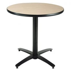 Round KFI 42in Natural Breakroom Table with Arched X Base, 29 W, 42 L, 29 H, Laminate Top, Natural
