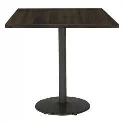 KFI Urban Loft 42" Square Top Breakroom Table, Espresso Finish, Round Black Base, Bistro Height
