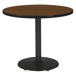 Kfi Round Ped Table, Walnut/Black, 42"Dx29"H, 42" Dia. (Table Top), 22" Dia. (Base), 3" Dia. (Column) W