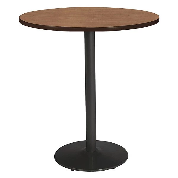 Round KFI Mode 48" Round Top Breakroom Table, River Cherry Finish, Round Black Base, Bistro Height 3 Round KFI Mode 48" Round Top Breakroom Table, River Cherry Finish, Round Black Base, Bistro Height
