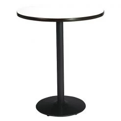 Round KFI 42" Round Breakroom Table with Crisp Linen Top, Round Black Base, Bistro Height, 42 W