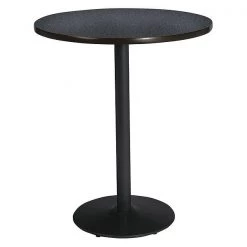 Round KFI 42" Round Breakroom Table with Graphite Nebula Top, Round Black Base, Bistro Height, 42 W