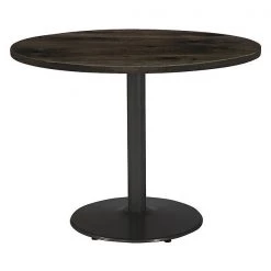 KFI Urban Loft 42" Round Top Breakroom Table, Barnwood Finish, Round Black Base, Standard Height