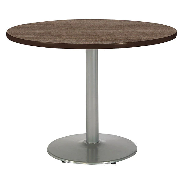 Kfi Round Ped Table, Studio Teak/Silver, 42"Dx29"H, 42" W, 29" (Cafe Height) H, HPL Top, Studio Teak 3 Kfi Round Ped Table, Studio Teak/Silver, 42"Dx29"H, 42" W, 29" (Cafe Height) H, HPL Top, Studio Teak