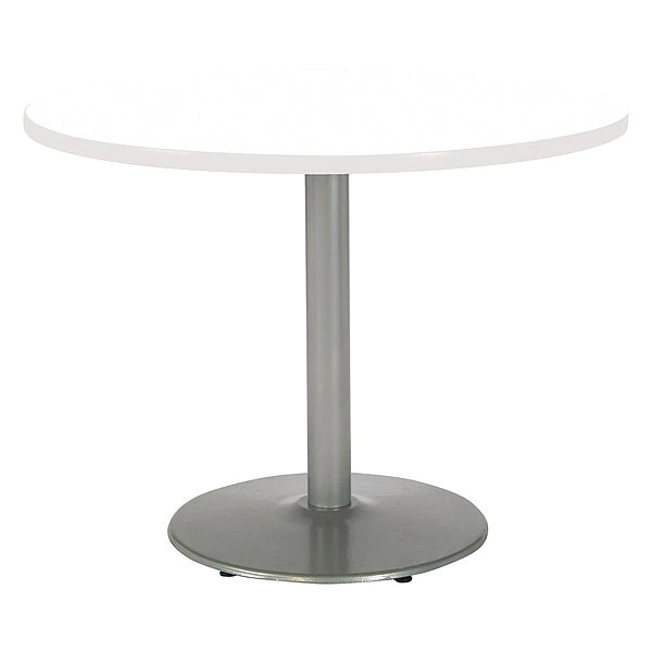 Kfi Round Ped Table, Designer White/Silver, 48"Dx29", 29" (Cafe Height) H, HPL Top, Designer White 3 Kfi Round Ped Table, Designer White/Silver, 48"Dx29", 29" (Cafe Height) H, HPL Top, Designer White