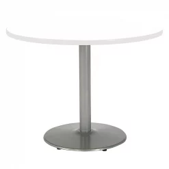 Round KFI Mode 42" Round Breakroom Table with Designer White Top, Round Silver Base, Counter Height