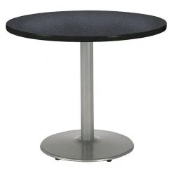 Kfi Round Ped Table, Graph Nebula/Silver, 42"Dx29"H, 29" (Cafe Height) H, HPL Top, Graphite Nebula