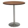 Round KFI Mode 42" Round Top Breakroom Table, River Cherry Finish, Round Silver Base, Bistro Height -Kitchen & Dining Furniture Sales Store Z2uu9vocpIx