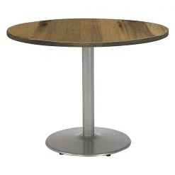 Kfi Round Wood Table, Natural/Silver, 42"Dx29"H, 42" Dia. (Table Top), 22" Dia. (Base) W, Wood Top