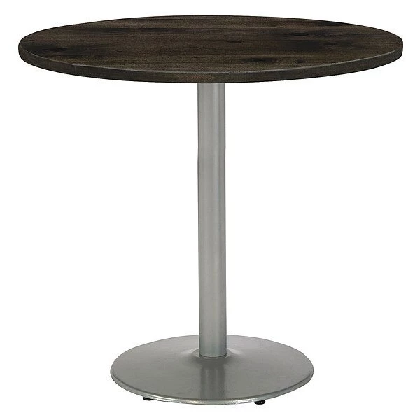 KFI Urban Loft 42" Round Top Breakroom Table, Barnwood Finish, Round Silver Base, Bistro Height 3 KFI Urban Loft 42" Round Top Breakroom Table, Barnwood Finish, Round Silver Base, Bistro Height