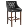 Flash Furniture Stool, Leather/Wood, Carmel Black, 30"
